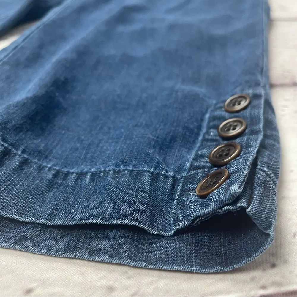 SOFT SURROUNDINGS women's soft blue tencel denim button cropped pants, size S P - Picture 5 of 13
